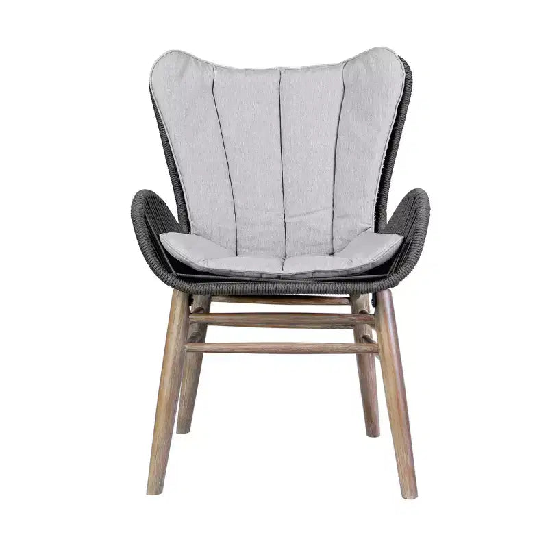 Chaise de salle à manger GDFStudio Ashford en bois d'eucalyptus et corde tressée pour l'extérieur