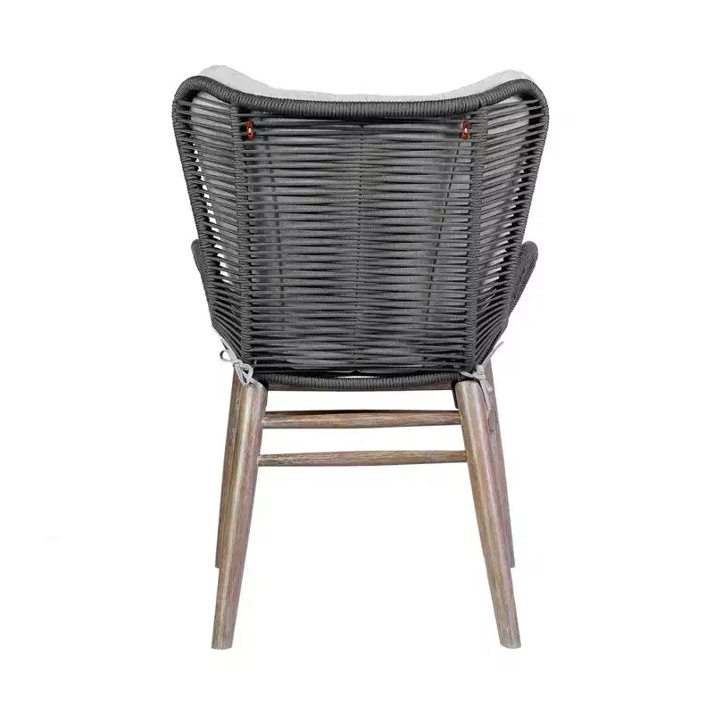 Chaise de salle à manger GDFStudio Ashford en bois d'eucalyptus et corde tressée pour l'extérieur