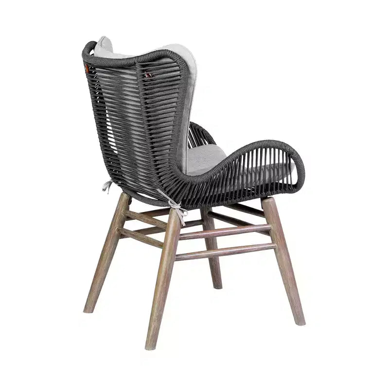 Chaise de salle à manger GDFStudio Ashford en bois d'eucalyptus et corde tressée pour l'extérieur