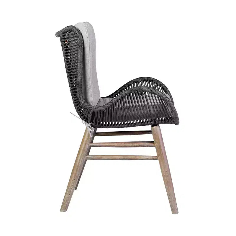 Chaise de salle à manger GDFStudio Ashford en bois d'eucalyptus et corde tressée pour l'extérieur