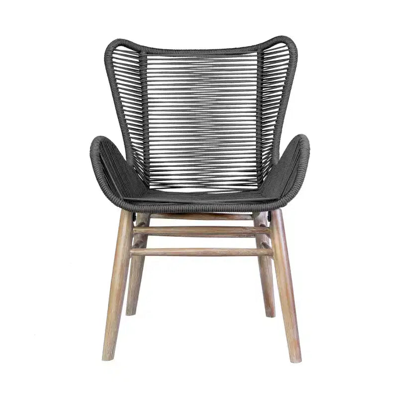 Chaise de salle à manger GDFStudio Ashford en bois d'eucalyptus et corde tressée pour l'extérieur
