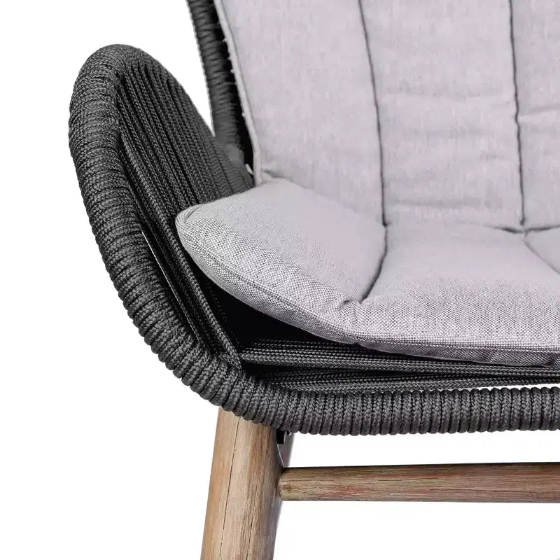 Chaise de salle à manger GDFStudio Ashford en bois d'eucalyptus et corde tressée pour l'extérieur