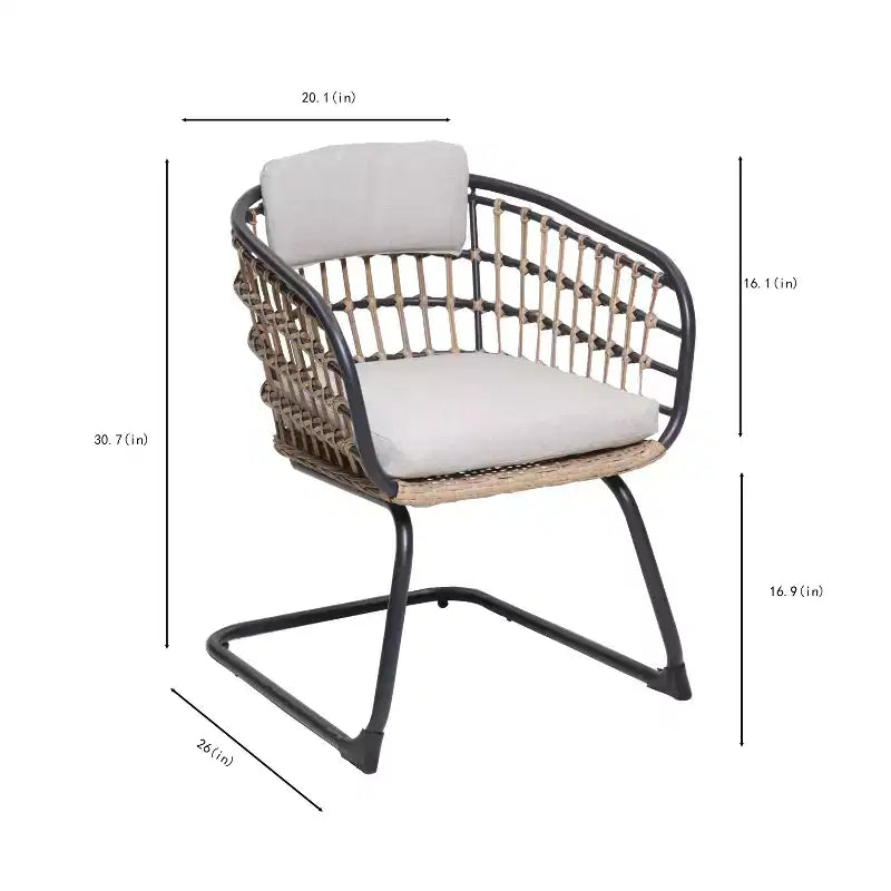 GDFStudio Herta Chaise de salle à manger d'extérieur en osier et fer (Lot de 2)