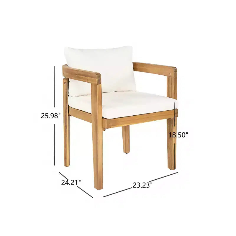 Chaises de salle à manger d'extérieur modernes en bois d'acacia Udom avec coussins de Christopher Knight Home