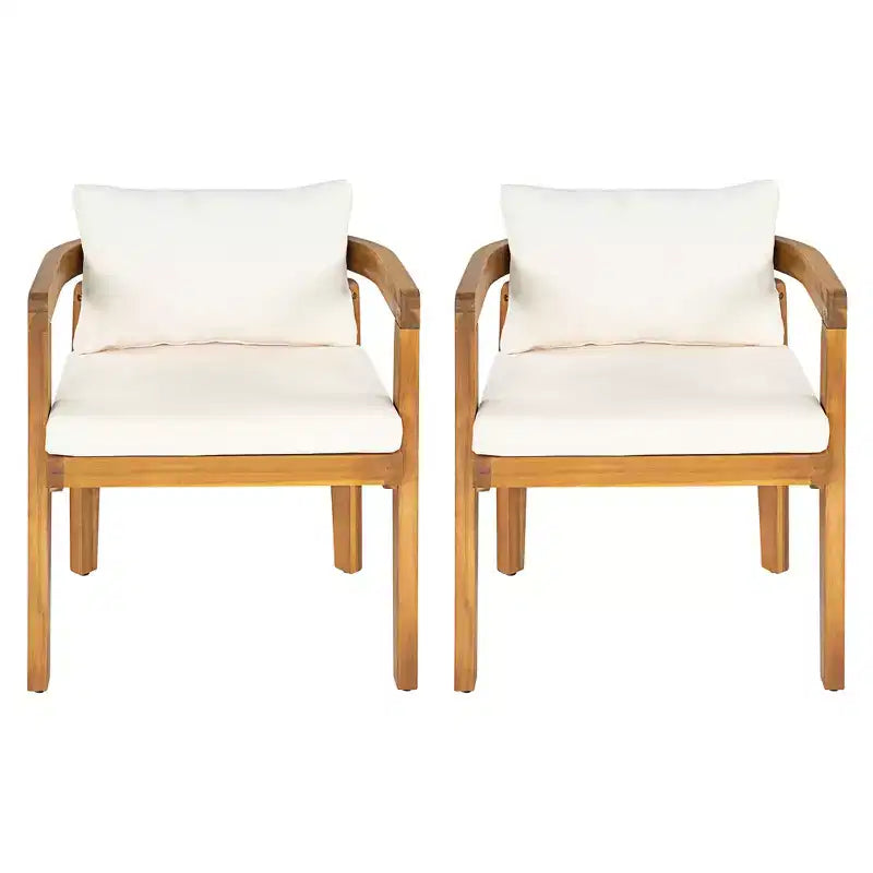 Chaises de salle à manger d'extérieur modernes en bois d'acacia Udom avec coussins de Christopher Knight Home