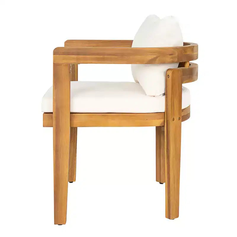 Chaises de salle à manger d'extérieur modernes en bois d'acacia Udom avec coussins de Christopher Knight Home