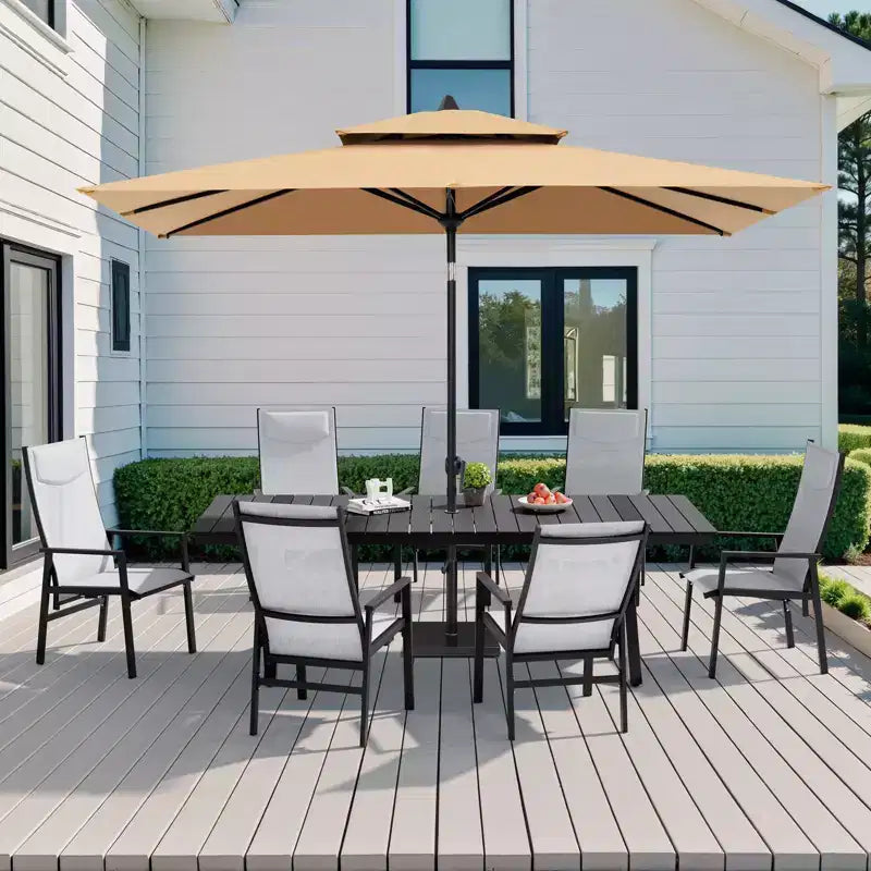 Chaises de salle à manger Crestlive Products, lot de 2, pour patio, avec dossier réglable, cadre en aluminium, gris clair