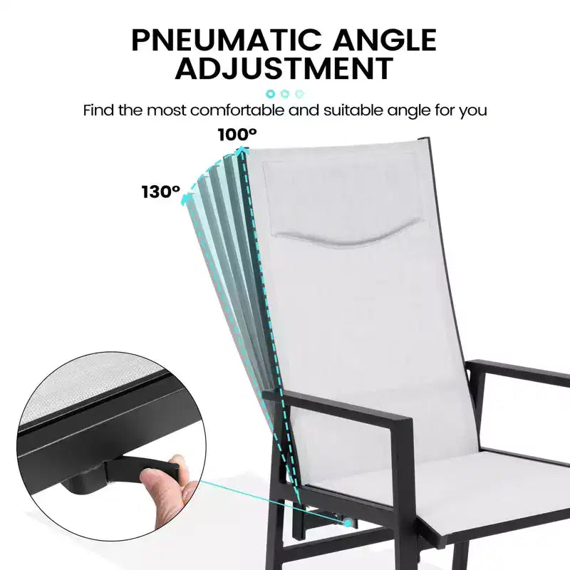 Chaises de salle à manger Crestlive Products, lot de 2, pour patio, avec dossier réglable, cadre en aluminium, gris clair