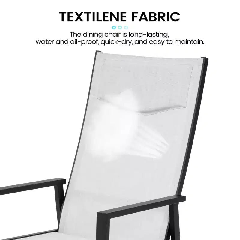 Chaises de salle à manger Crestlive Products, lot de 2, pour patio, avec dossier réglable, cadre en aluminium, gris clair