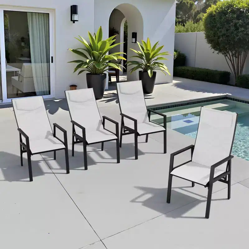 Chaises de salle à manger Crestlive Products, lot de 2, pour patio, avec dossier réglable, cadre en aluminium, gris clair