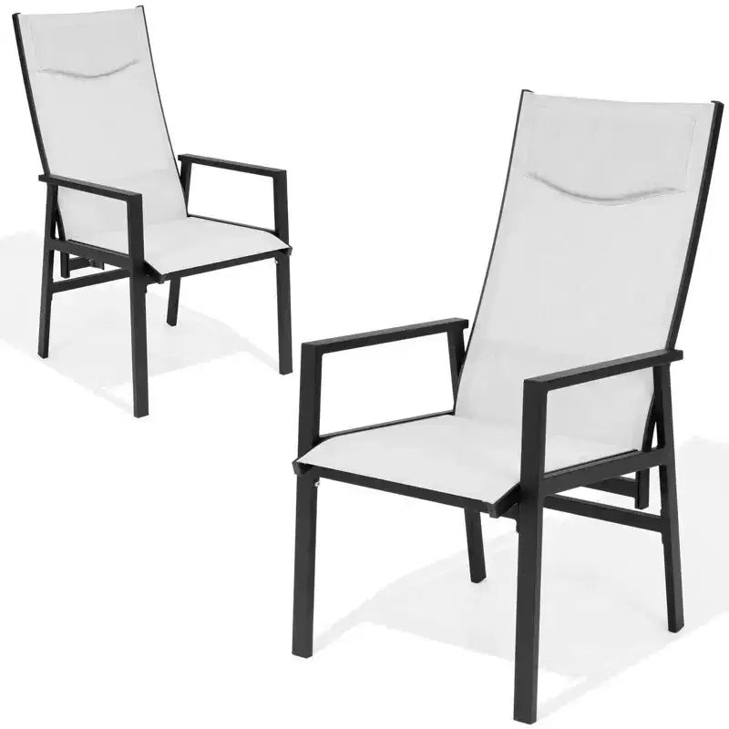 Chaises de salle à manger Crestlive Products, lot de 2, pour patio, avec dossier réglable, cadre en aluminium, gris clair