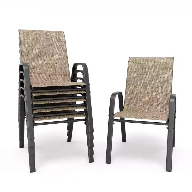 Ensemble de 6 chaises de salle à manger d'extérieur Whisen, chaises de terrasse robustes avec assise large et ergonomique en tissu imperméable