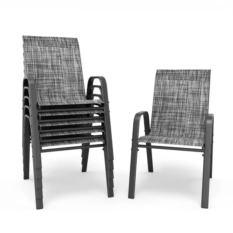 Ensemble de 6 chaises de salle à manger d'extérieur Whisen, chaises de terrasse robustes avec assise large et ergonomique en tissu imperméable