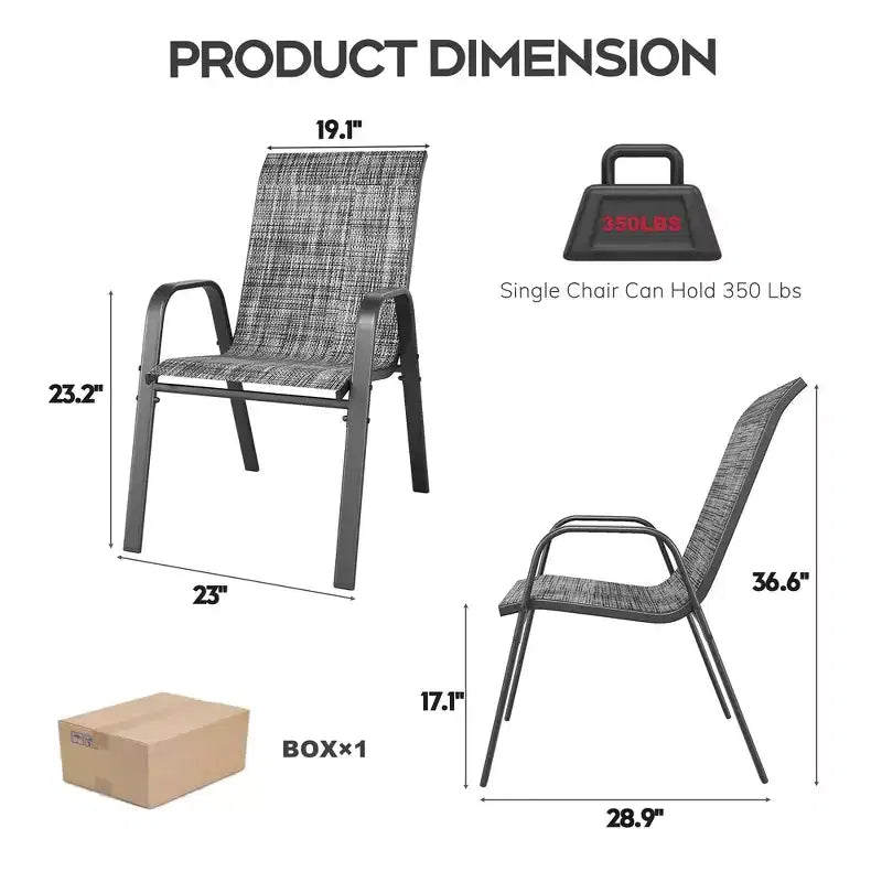 Ensemble de 6 chaises de salle à manger d'extérieur Whisen, chaises de terrasse robustes avec assise large et ergonomique en tissu imperméable