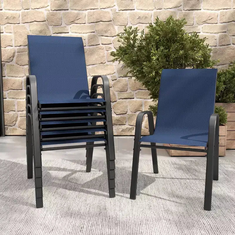 Ensemble de 6 chaises de salle à manger d'extérieur Whisen, chaises de terrasse robustes avec assise large et ergonomique en tissu imperméable