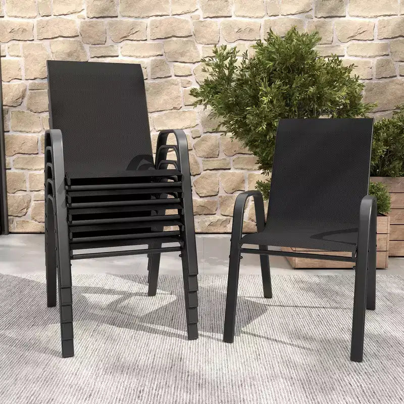 Ensemble de 6 chaises de salle à manger d'extérieur Whisen, chaises de terrasse robustes avec assise large et ergonomique en tissu imperméable