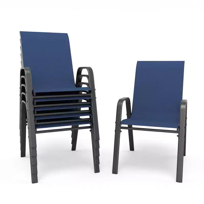 Ensemble de 6 chaises de salle à manger d'extérieur Whisen, chaises de terrasse robustes avec assise large et ergonomique en tissu imperméable