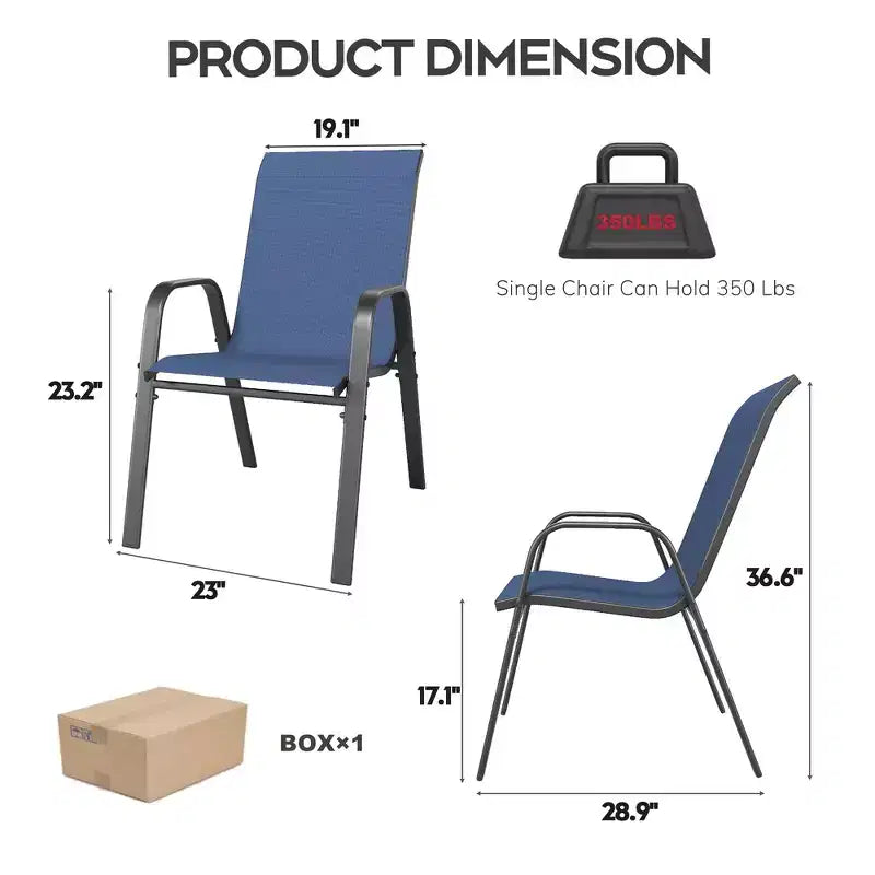 Ensemble de 6 chaises de salle à manger d'extérieur Whisen, chaises de terrasse robustes avec assise large et ergonomique en tissu imperméable