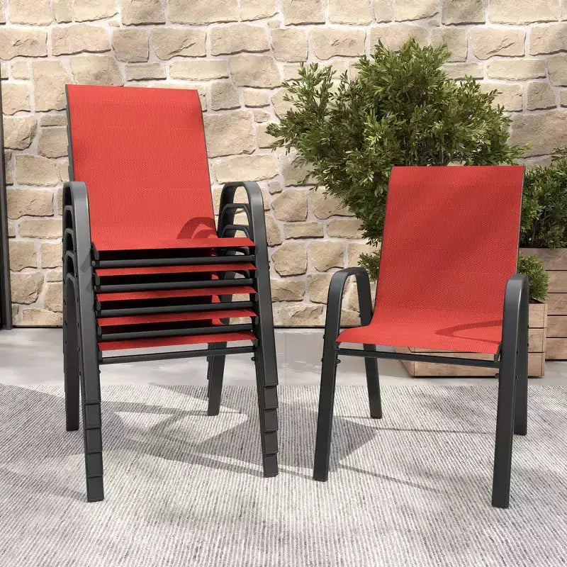 Ensemble de 6 chaises de salle à manger d'extérieur Whisen, chaises de terrasse robustes avec assise large et ergonomique en tissu imperméable