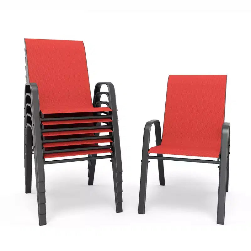 Ensemble de 6 chaises de salle à manger d'extérieur Whisen, chaises de terrasse robustes avec assise large et ergonomique en tissu imperméable