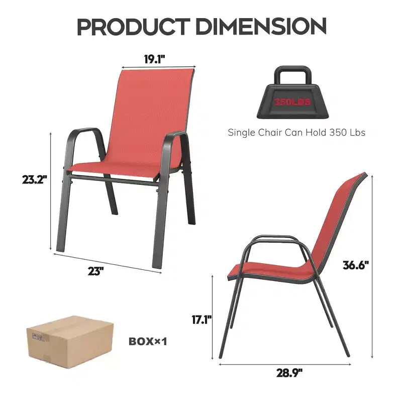 Ensemble de 6 chaises de salle à manger d'extérieur Whisen, chaises de terrasse robustes avec assise large et ergonomique en tissu imperméable