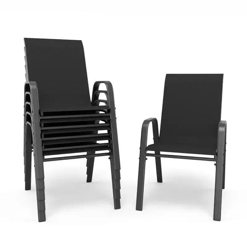 Ensemble de 6 chaises de salle à manger d'extérieur Whisen, chaises de terrasse robustes avec assise large et ergonomique en tissu imperméable