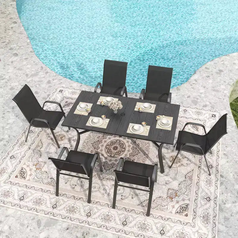 Whisen 6-Piece Outdoor Dining Chairs Set, Heavy-Duty Patio Wide Ergonomic Seat Chairs with Waterproof Fabric