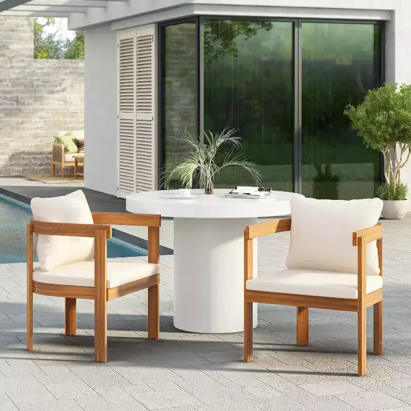 Christopher Knight Home Rosalia Chaises de salle à manger modernes en bois d'acacia avec coussins (Lot de 2)