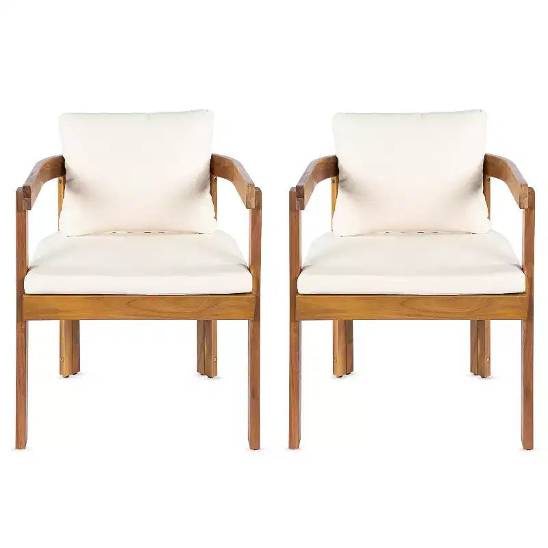 Christopher Knight Home Rosalia Chaises de salle à manger modernes en bois d'acacia avec coussins (Lot de 2)