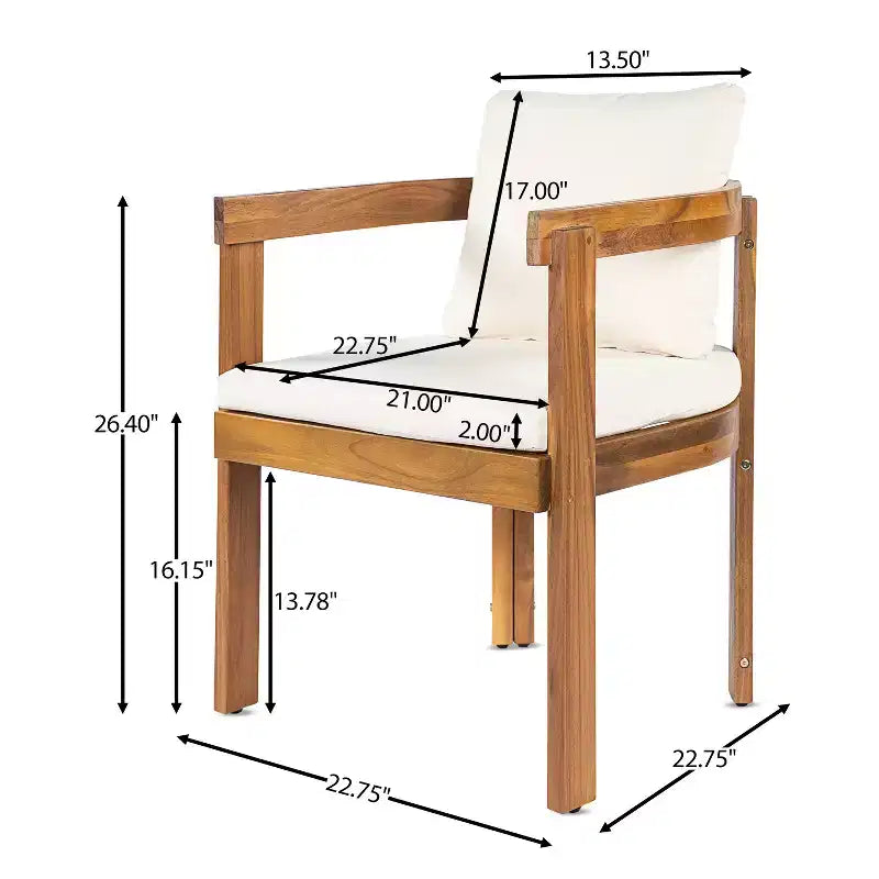 Christopher Knight Home Rosalia Chaises de salle à manger modernes en bois d'acacia avec coussins (Lot de 2)