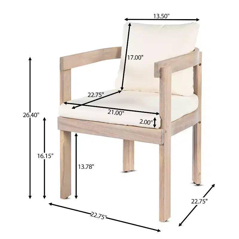 Christopher Knight Home Rosalia Chaises de salle à manger modernes en bois d'acacia avec coussins (Lot de 2)