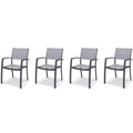Amazonia 4-Piece Rust-Free Aluminum and Mesh Stacking Armchairs Dark Grey