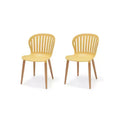 Urban Elements 2-Piece Recycled Resin and Solid Wood 100% FSC Patio Dining Sidechair Set Yellow