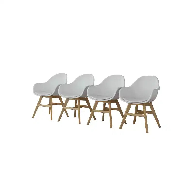 Amazonia 4-Piece Recycled Resin and Teak Finish Wood legs Patio Dining Armchair Set White