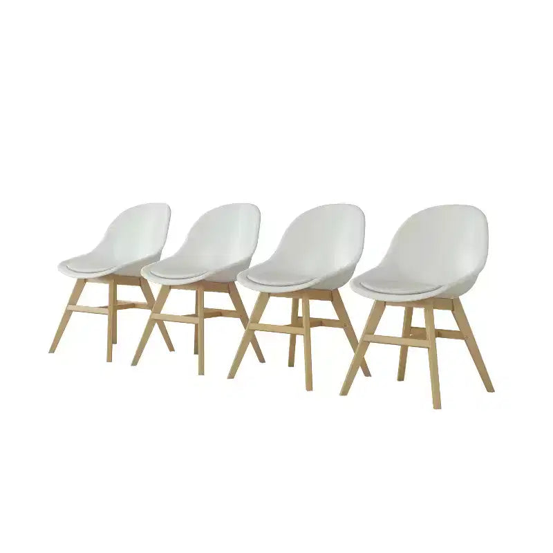 Amazonia 4-Piece Recycled Resin and Teak Finish Wood legs Patio Dining Sidechair Set White