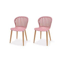 Urban Elements 2-Piece Recycled Resin and Solid Wood 100% FSC Patio Dining Sidechair Set Pink