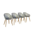 Amazonia 4-Piece Recycled Resin and Solid Wood legs Patio Dining Armchair Set Grey