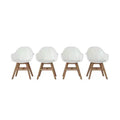 Amazonia 4-Piece Recycled Resin and Solid Wood legs Patio Dining Armchair Set White
