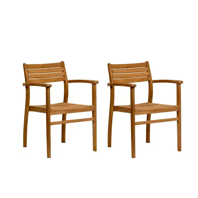 Urban Elements 2-Piece Teak Wood 100% FSC Patio Stacking Armchairs Set