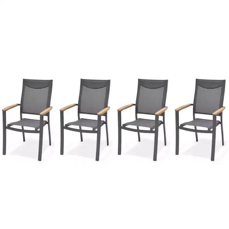 Amazonia 4-Piece Rust-Free Aluminum and Mesh Stacking Armchairs