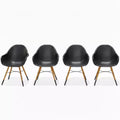 Amazonia 4-Piece Recycled Resin and Teak Finish Wood legs Patio Dining Armchair Set Black
