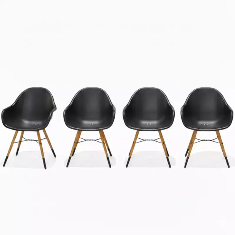 Amazonia 4-Piece Recycled Resin and Teak Finish Wood legs Patio Dining Armchair Set Black
