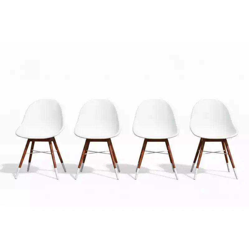 Amazonia 4-Piece Recycled Resin and Solid Wood legs Patio Dining Sidechair Set White