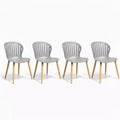Amazonia 4-Piece Recycled Resin and Teak Finish Wood legs Patio Dining Sidechair Set Grey