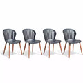 Amazonia 4-Piece Recycled Resin and Solid Wood legs Patio Dining Sidechair Set Black