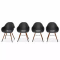 Amazonia 4-Piece Recycled Resin and Solid Wood legs Patio Dining Armchair Set Black