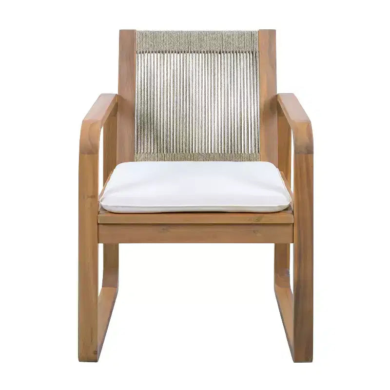 Christopher Knight Home Chaises de salle à manger modernes de style bohème d'extérieur Everett en bois d'acacia avec dossier en corde multicolore et coussins