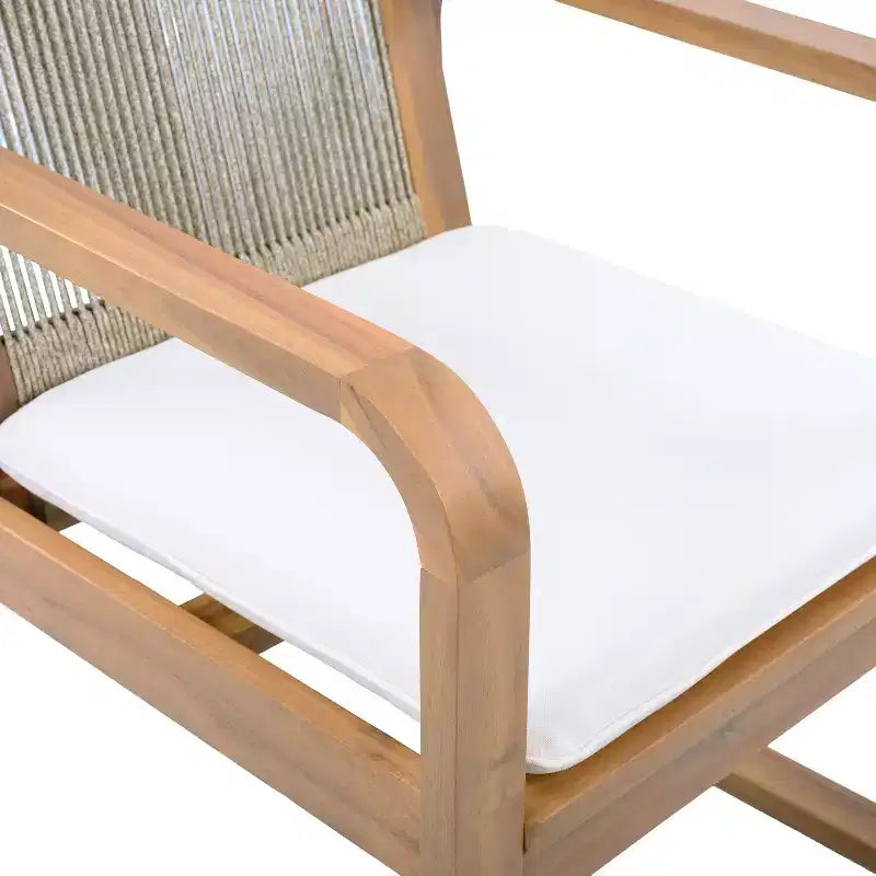 Christopher Knight Home Chaises de salle à manger modernes de style bohème d'extérieur Everett en bois d'acacia avec dossier en corde multicolore et coussins