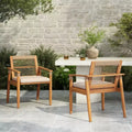Christopher Knight Home Katia Farmhouse Outdoor Acacia Wood Woven Rope Dining Chairs (Set of 2)