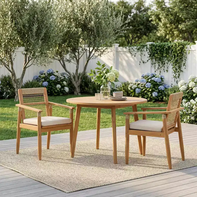 Christopher Knight Home Katia Chaises de salle à manger d'extérieur en bois d'acacia et corde tressée (lot de 2)